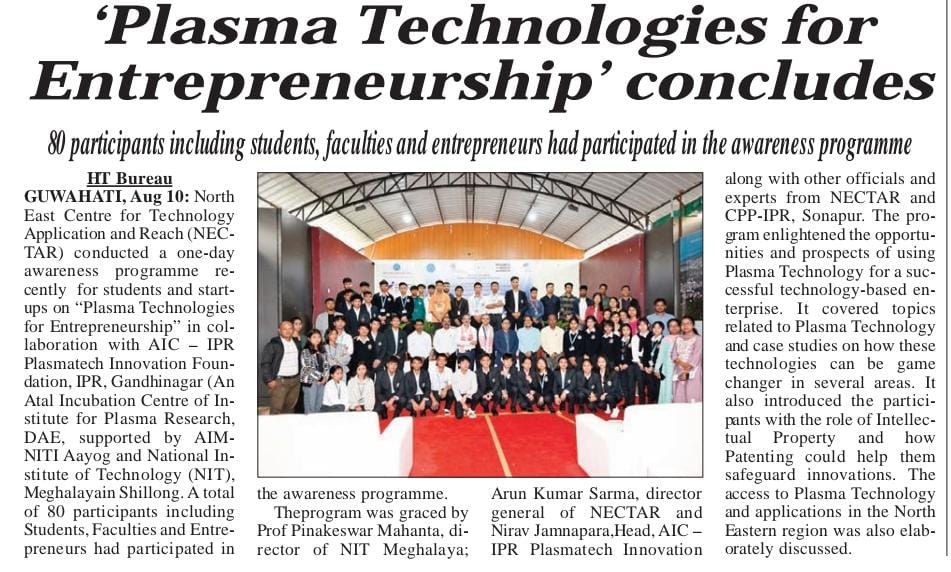 Plasma Technologies for Entrepreneurship concludes